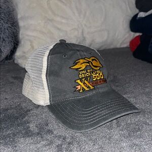 Gray and White Mesh Trucker Hat with Embroidery